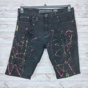 Heritage America Mens Denim Shorts Sz 38 Paint 158